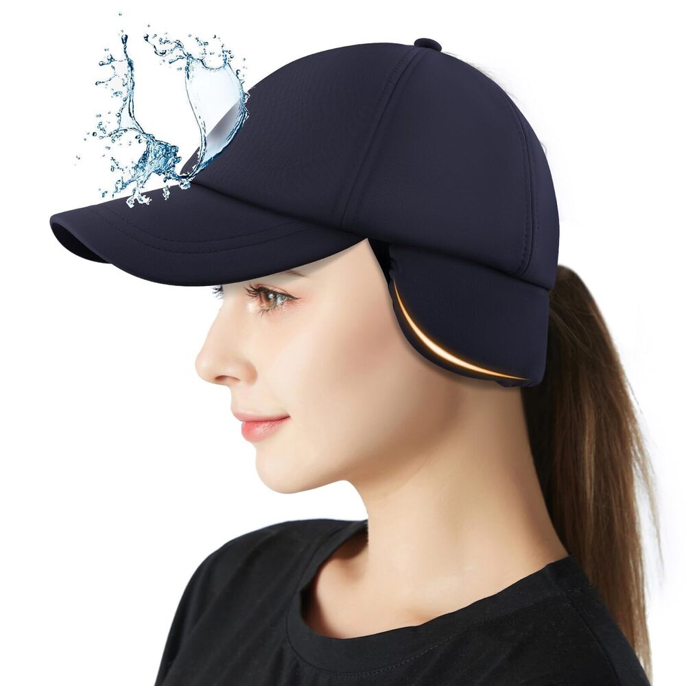 3890 Winter Fleece Hat with Ponytail Hole Drop Down Ear Flaps Warmer